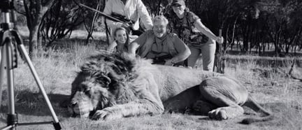 A still of trophy hunters from a World Animal Protection film