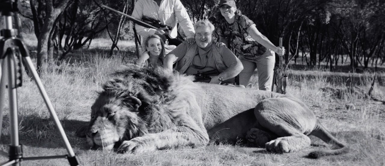 A still of trophy hunters from a World Animal Protection film