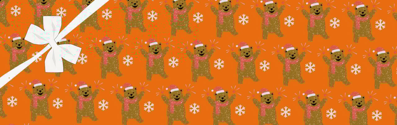 festive bear wrapping paper hero banner