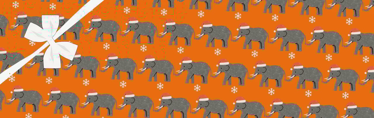 festive elephant wrapping paper hero banner