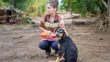 Woman with dog in Costa Rica after Hurricane Otto - World Animal Protection